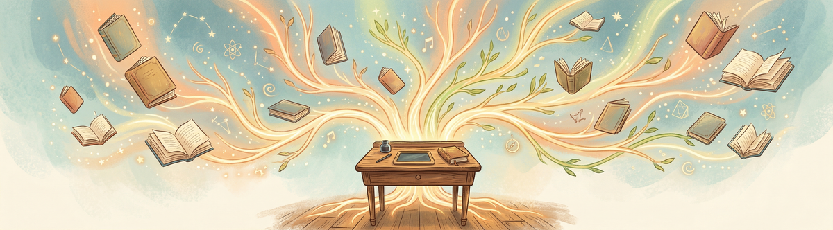 AI personalized education: vintage school desk transforming into glowing learning paths showing the shift from factory-line to adaptive learning