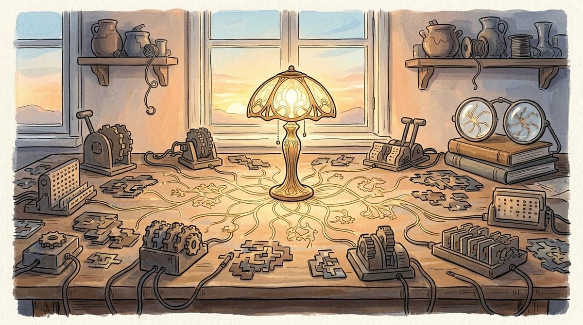 AI made copying apps free: one glowing original lantern stands firm while clones copy it
