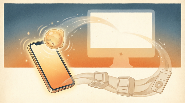 Apple iSiri vision: iPhone with AI companion orb showing Apple's 50-year journey to personal AI revolution